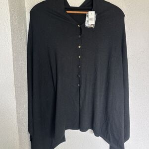 NWT Ann Taylor Wool Blend Black Gold Button Cape One Size